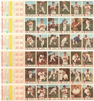 1955 Johnston Cookies Baseball Complete Set (35) – In Six Full "Mail Order" Folder-Panels – Featuring Aaron, Mathews and Spahn